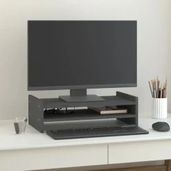 vidaXL Soporte de monitor madera maciza de pino 50x27x15 cm Gris Hot