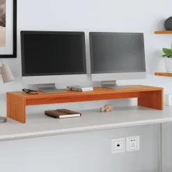 vidaXL Soporte de monitor madera maciza pino marrón cera 100x27x15 cm Marr&oacute;n cera Hot