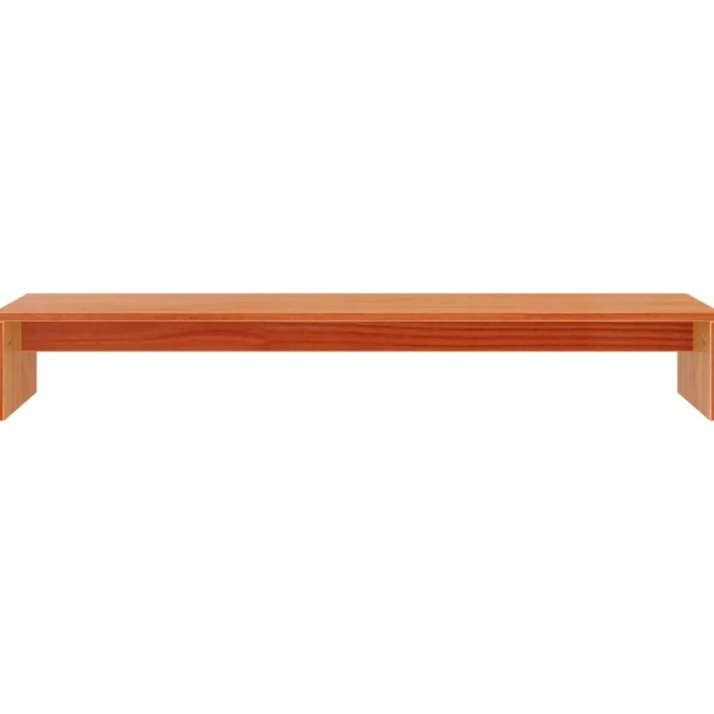 vidaXL Soporte de monitor madera maciza pino marrón cera 100x27x15 cm Marrón cera Hot