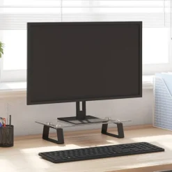 vidaXL Electrónica-Soporte de monitor vidrio templado y metal 40x20x8 cm