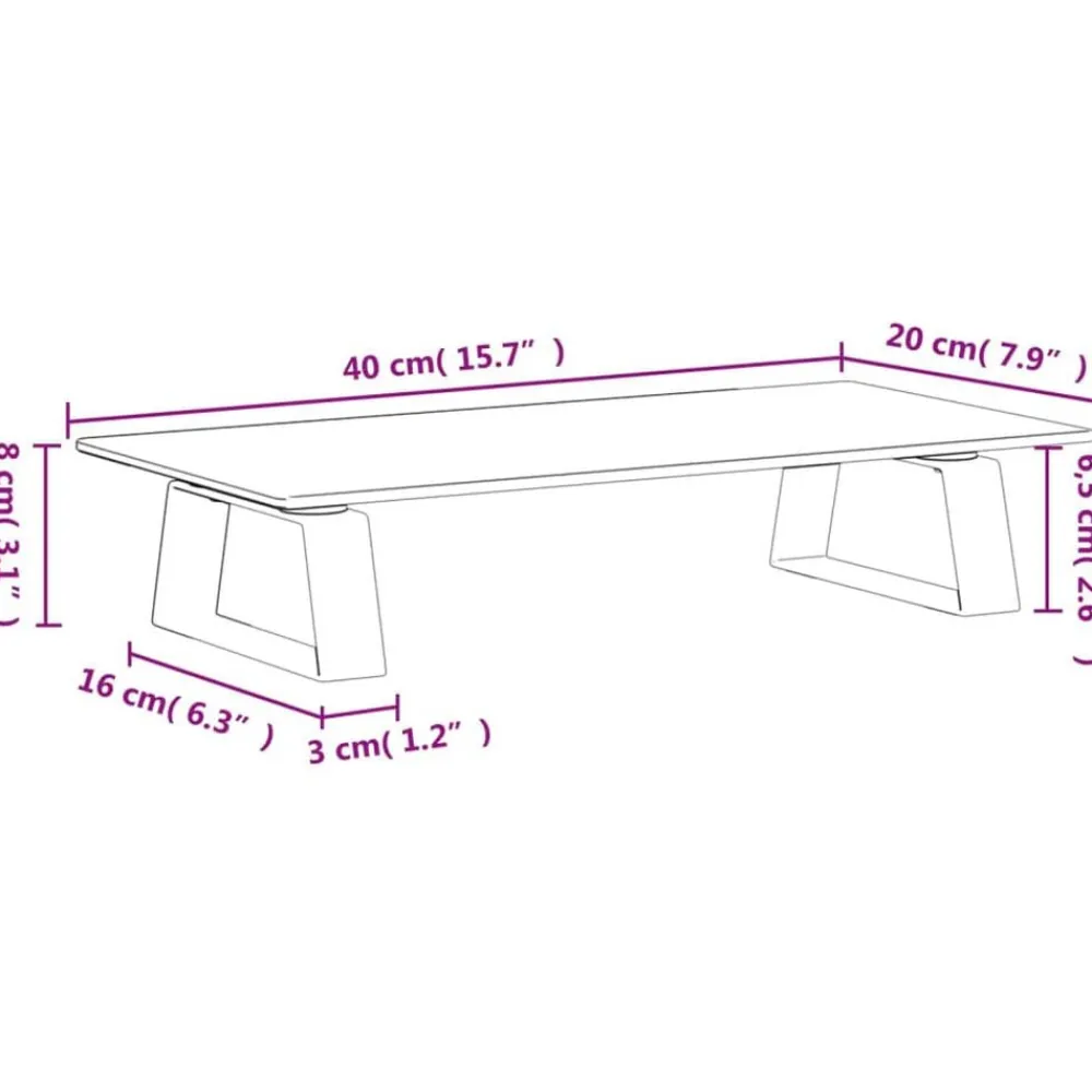 vidaXL Electrónica-Soporte de monitor vidrio templado y metal 40x20x8 cm