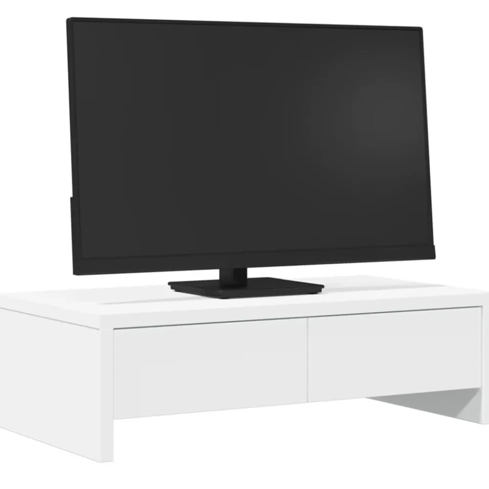 vidaXL Soporte de monitor cajones madera ingeniería 50x27x15 cm Blanco Best