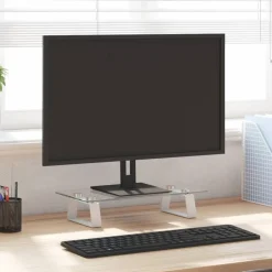 vidaXL Electrónica-Soporte de monitor vidrio templado y metal 40x20x8 cm