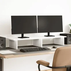 vidaXL Soporte de monitor madera maciza de pino 100x27x15 cm Blanco Best