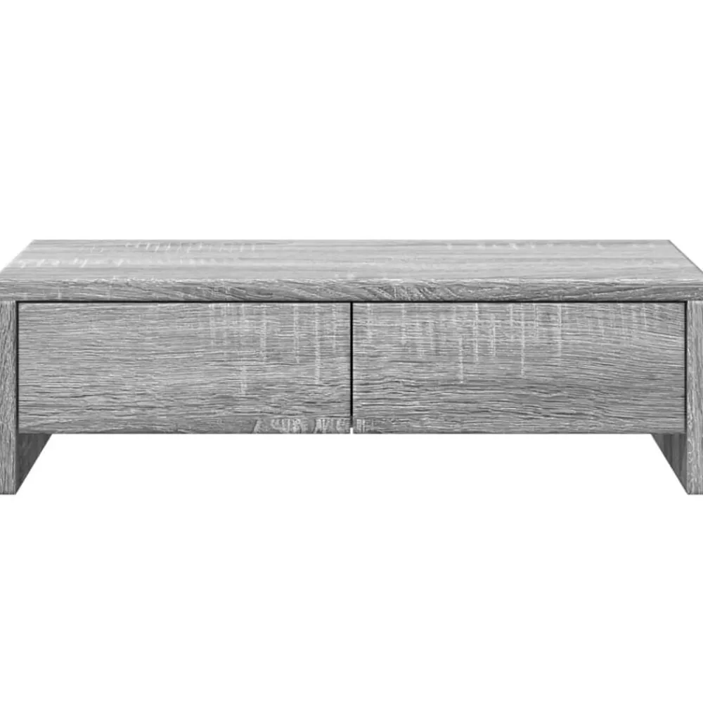 vidaXL Soporte de monitor con cajones madera 50x27x15 cm Gris sonoma Outlet