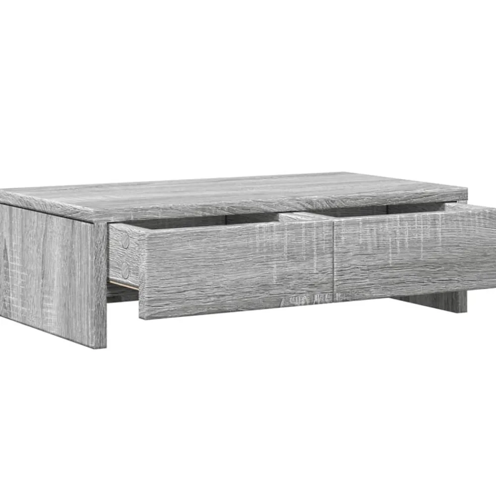 vidaXL Soporte de monitor con cajones madera 50x27x15 cm Gris sonoma Outlet