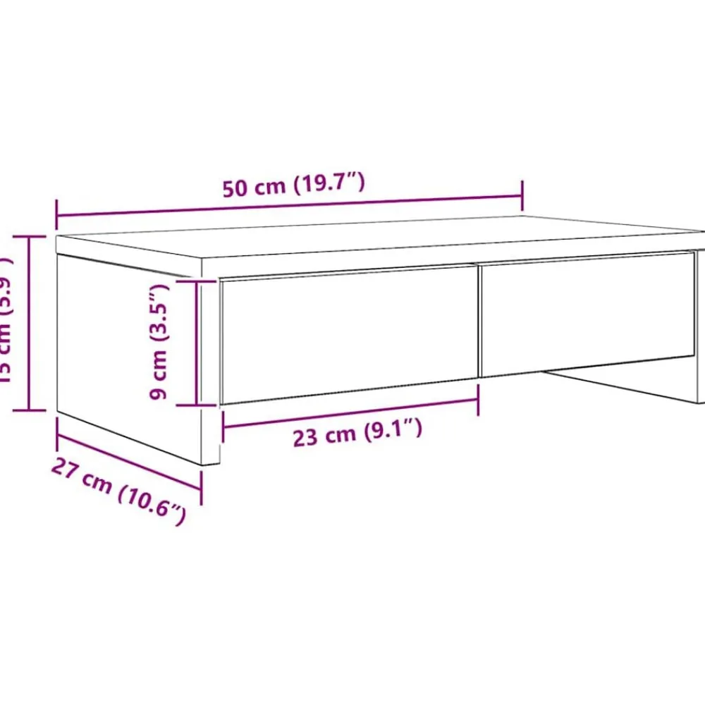 vidaXL Electrónica-Soporte de monitor con cajones madera artisian 50x27x15 cm