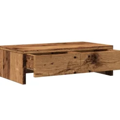 vidaXL Soporte de monitor con cajones madera envejecida 50x27x15 cm Madera antigua Discount