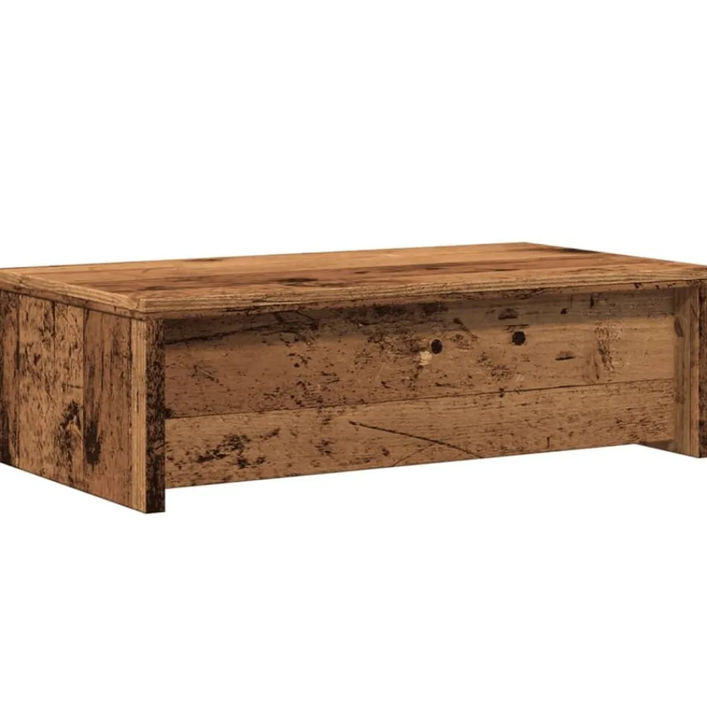 vidaXL Soporte de monitor con cajones madera envejecida 50x27x15 cm Madera antigua Discount