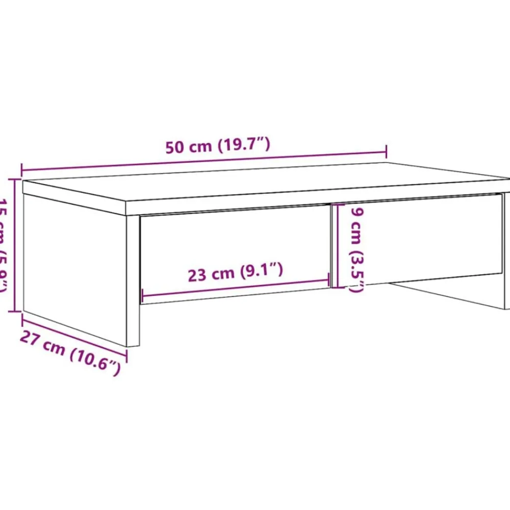 vidaXL Soporte de monitor con cajones madera envejecida 50x27x15 cm Madera antigua Discount