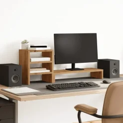 vidaXL Soporte de monitor con organizador escritorio madera artisian Roble artisan Online