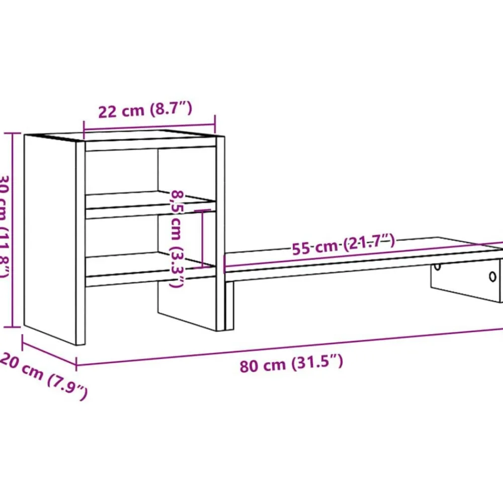 vidaXL Soporte de monitor con organizador escritorio madera artisian Roble artisan Online