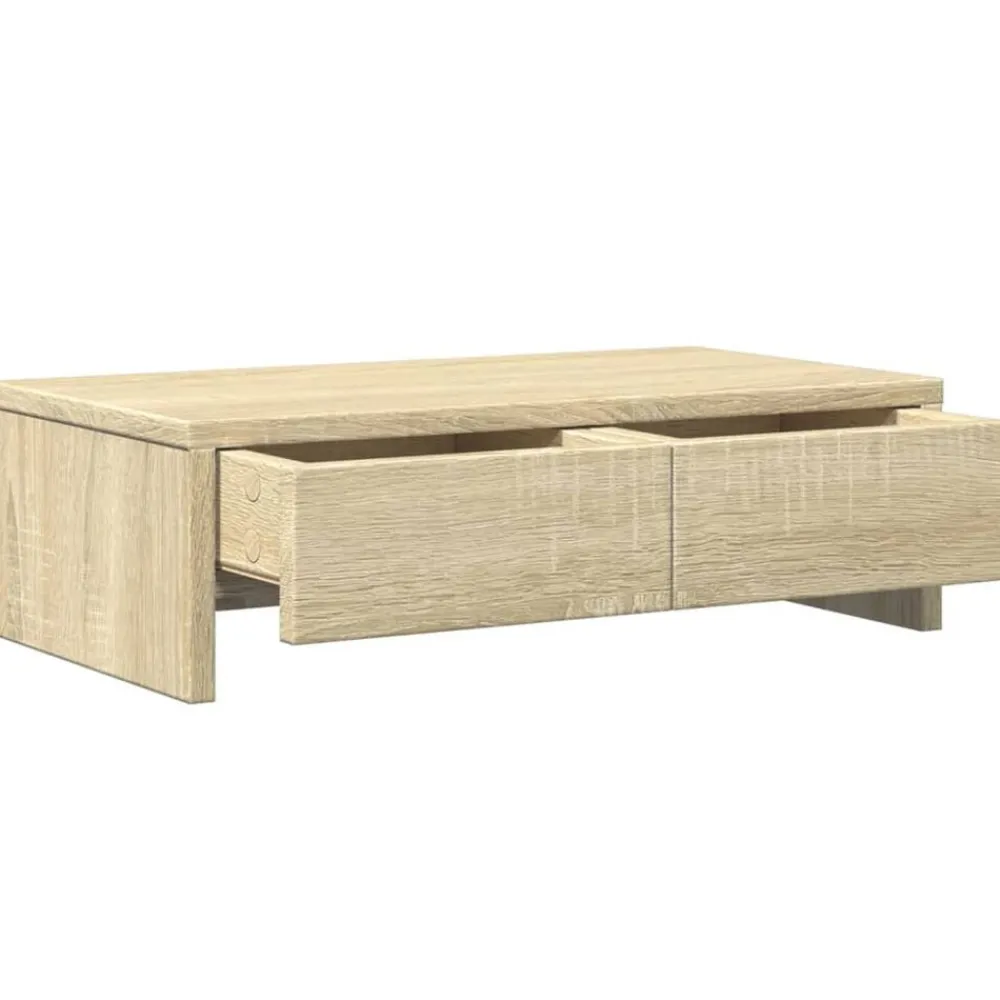 vidaXL Soporte de monitor cajones madera 50x27x15 cm Roble Sonoma Online