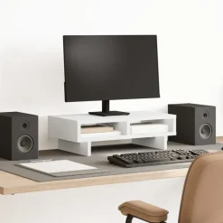 vidaXL Electrónica-Soporte de monitor cajones madera ingeniería 50x27x15 cm