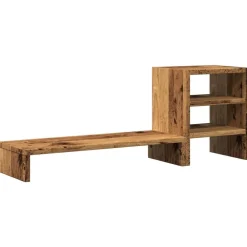 vidaXL Electrónica-Soporte de monitor con organizador escritorio madera envejecida