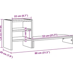 vidaXL Electrónica-Soporte de monitor con organizador escritorio madera envejecida