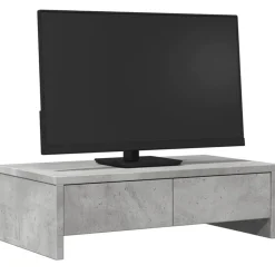 vidaXL Electrónica-Soporte de monitor cajones madera gris hormigón 50x27x15 cm