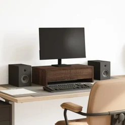 vidaXL Electrónica-Soporte de monitor con cajones madera marrón roble 50x27x15 cm