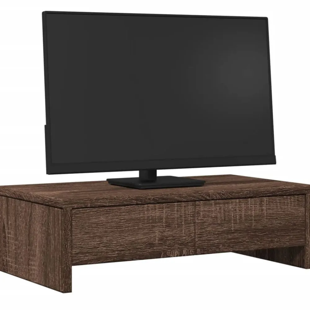 vidaXL Electrónica-Soporte de monitor con cajones madera marrón roble 50x27x15 cm