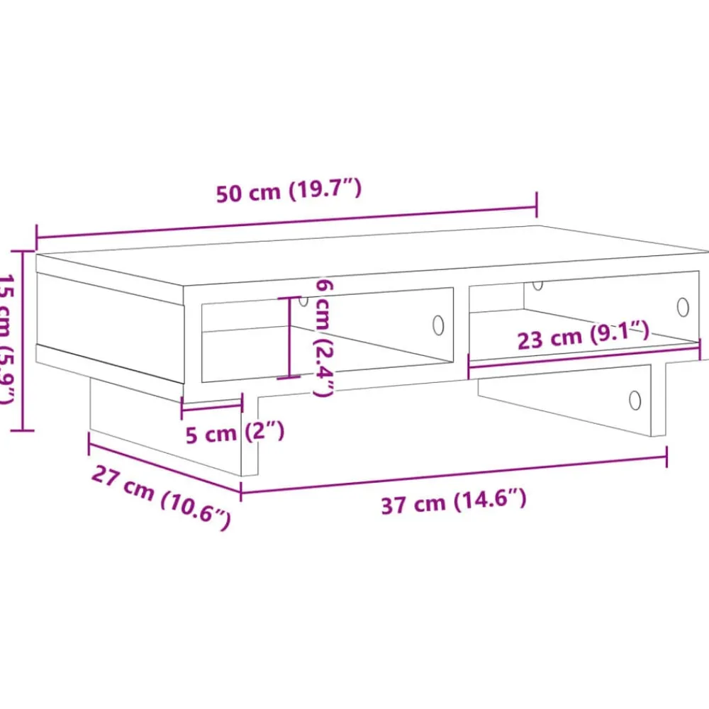 vidaXL Electrónica-Soporte de monitor madera ingeniería 50x27x15 cm