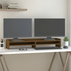 vidaXL Electrónica-Soporte de monitor madera maciza pino marrón miel 100x24x16 cm