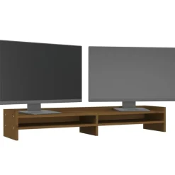 vidaXL Electrónica-Soporte de monitor madera maciza pino marrón miel 100x24x16 cm