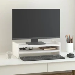 vidaXL Electrónica-Soporte de monitor madera maciza de pino 50x27x15 cm