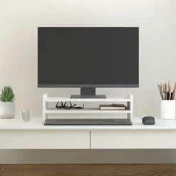 vidaXL Electrónica-Soporte de monitor madera maciza de pino 50x27x15 cm