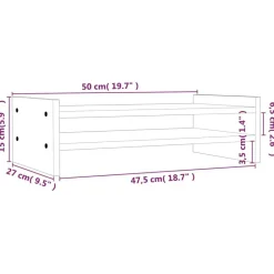 vidaXL Electrónica-Soporte de monitor madera maciza de pino 50x27x15 cm