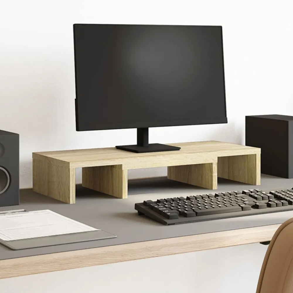 vidaXL Electrónica-Soporte de pantalla ajustable madera 60x24x10,5 cm
