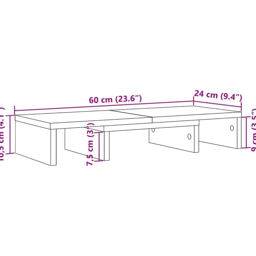 vidaXL Electrónica-Soporte de pantalla ajustable madera 60x24x10,5 cm