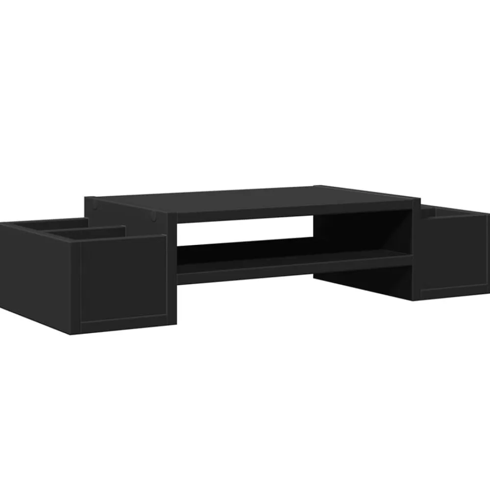 vidaXL Soporte de pantalla con almacenaje madera 70x27x15 cm Negro New