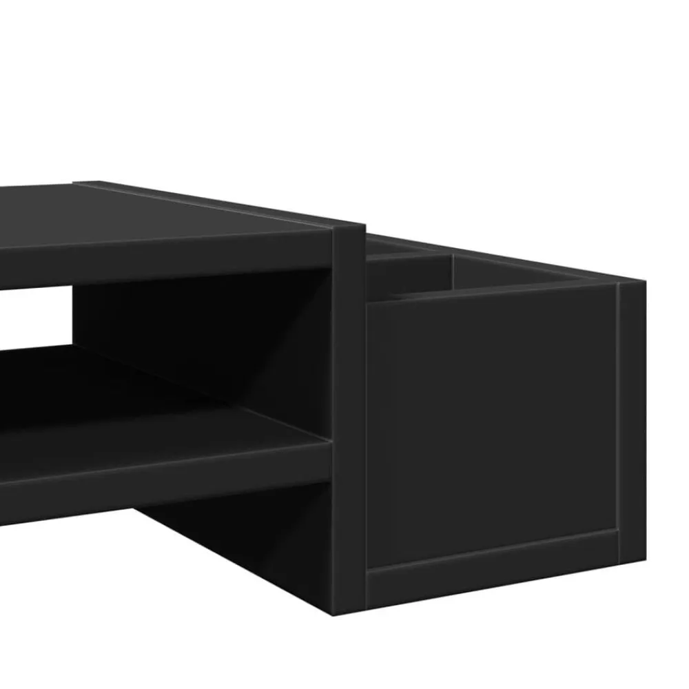 vidaXL Soporte de pantalla con almacenaje madera 70x27x15 cm Negro New