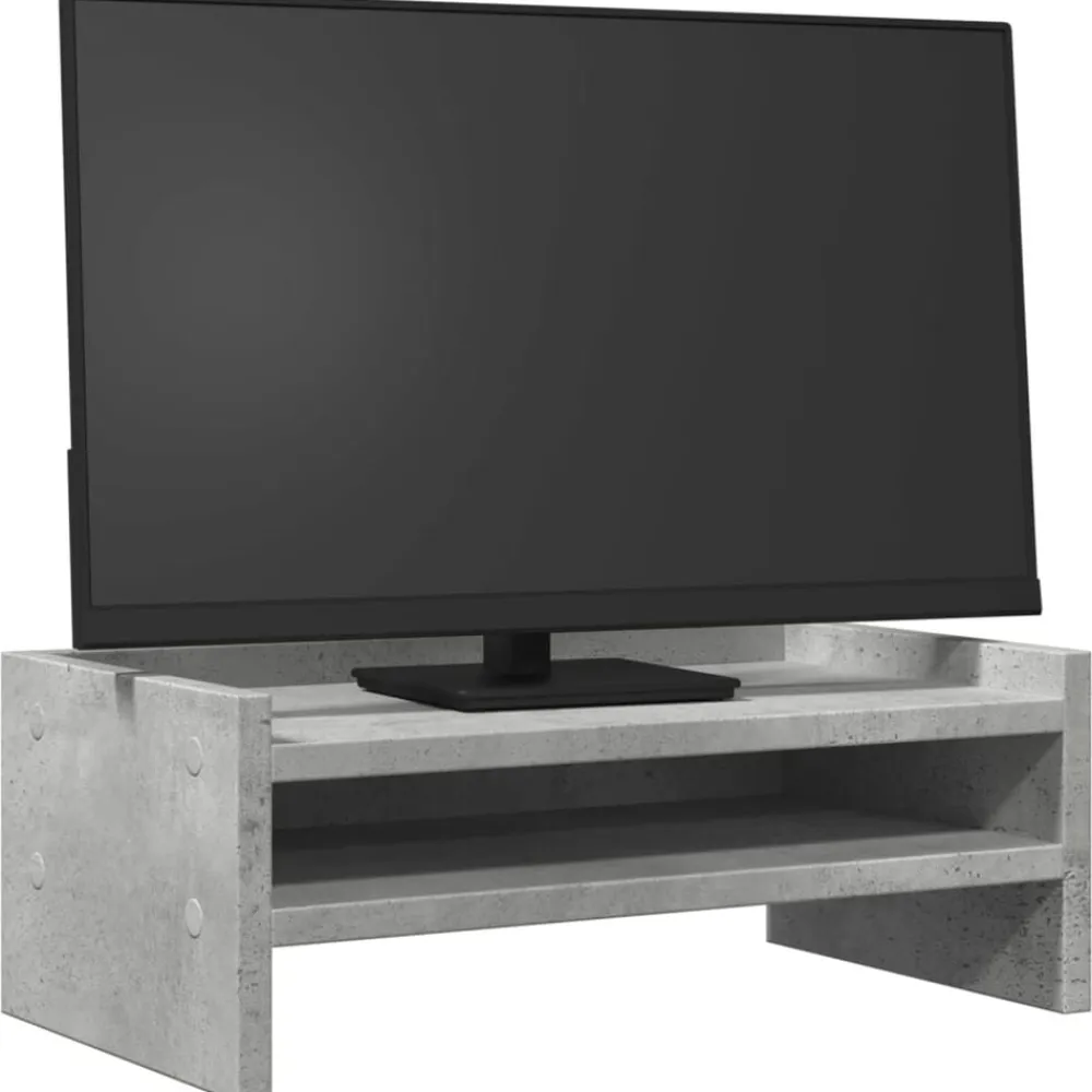 vidaXL Electrónica-Soporte de pantalla madera ingeniería gris hormigón 42x24x16 cm