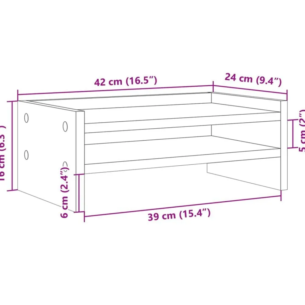 vidaXL Electrónica-Soporte de pantalla madera ingeniería gris hormigón 42x24x16 cm