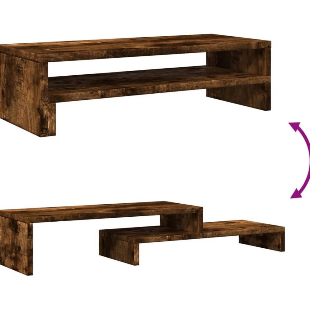 vidaXL Soporte de pantalla madera ingeniería 54x22x15 cm Roble ahumado Discount