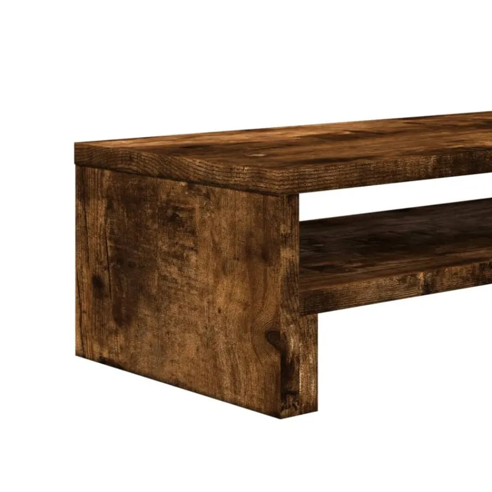 vidaXL Soporte de pantalla madera ingeniería 54x22x15 cm Roble ahumado Discount