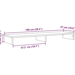 vidaXL Electrónica-Soporte de pantalla madera ingeniería gris hormigón 100x27x10cm