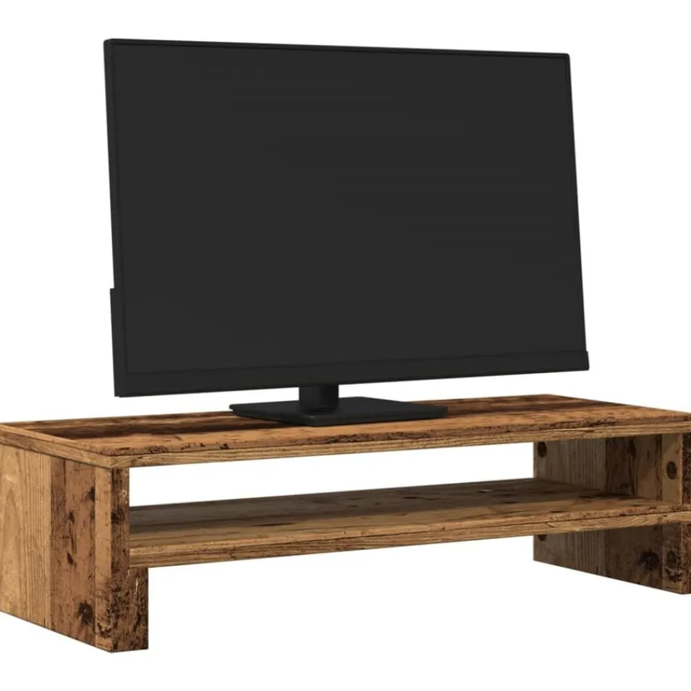 vidaXL Soporte de pantalla madera ingeniería envejecida 54x22x15 cm Madera antigua Best