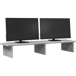 vidaXL Soporte de pantalla madera ingeniería gris hormigón 100x27x15cm Gris hormigón Discount