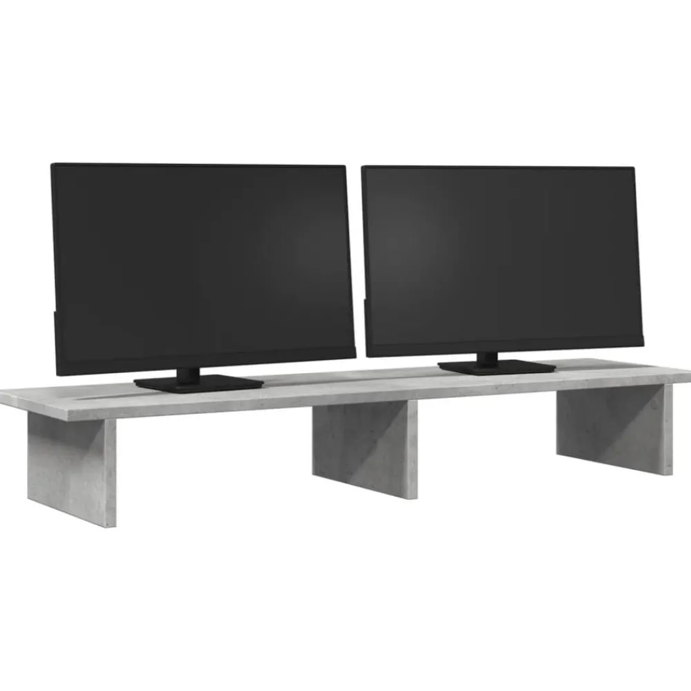 vidaXL Soporte de pantalla madera ingeniería gris hormigón 100x27x15cm Gris hormigón Discount