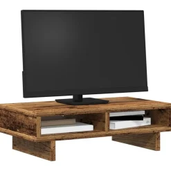 vidaXL Soporte de pantalla madera ingeniería envejecida 50x27x15 cm Madera antigua Discount