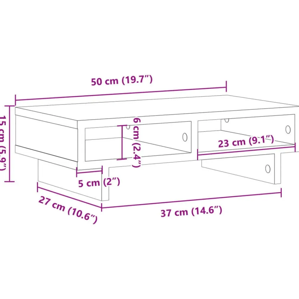 vidaXL Soporte de pantalla madera ingeniería gris hormigón 50x27x15 cm Gris hormigón Clearance
