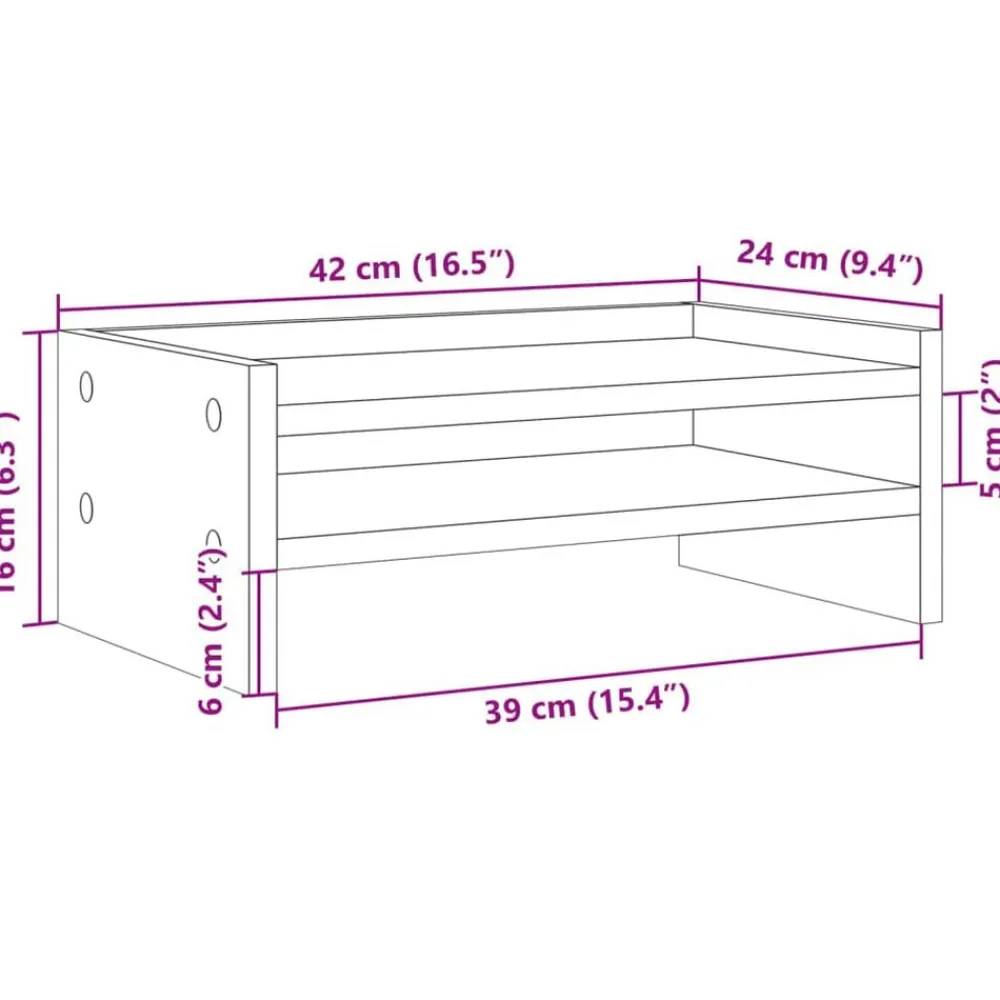 vidaXL Electrónica-Soporte de pantalla madera ingeniería 42x24x16 cm