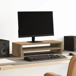 vidaXL Electrónica-Soporte de pantalla madera ingeniería roble Sonoma 54x22x15 cm