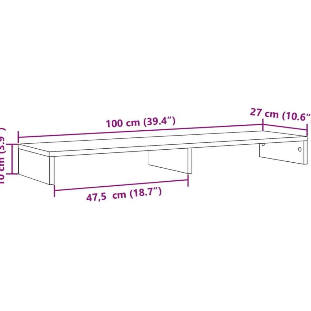 vidaXL Electrónica-Soporte de pantalla madera ingeniería 100x27x10cm