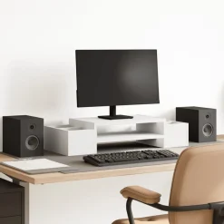 vidaXL Soporte de pantalla con almacenaje madera 70x27x15 cm Blanco Best