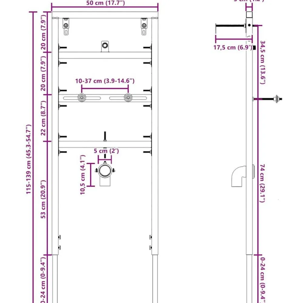 vidaXL Soporte de pared de baño Manual Azul 50 x 3 x 112 cm Best