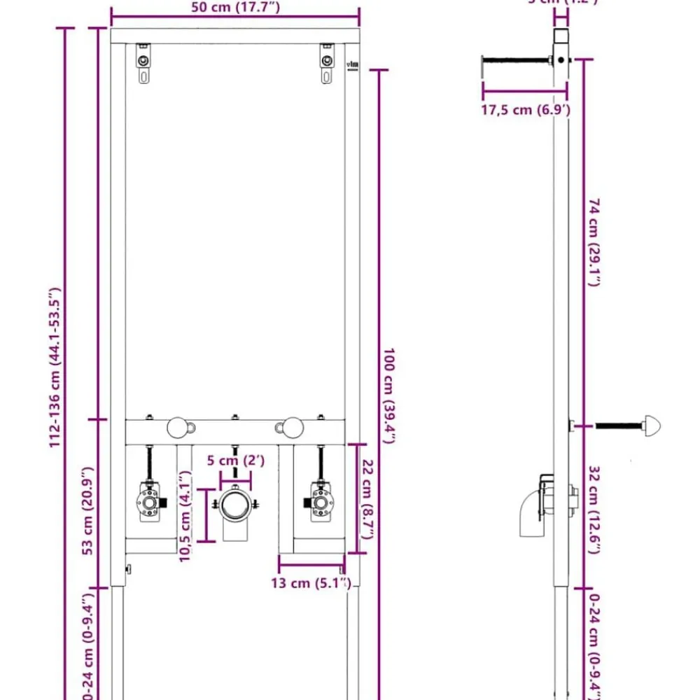 vidaXL Accesorios Para El Baño-Soporte de pared de baño Manual Azul 50 x 3 x 112 cm