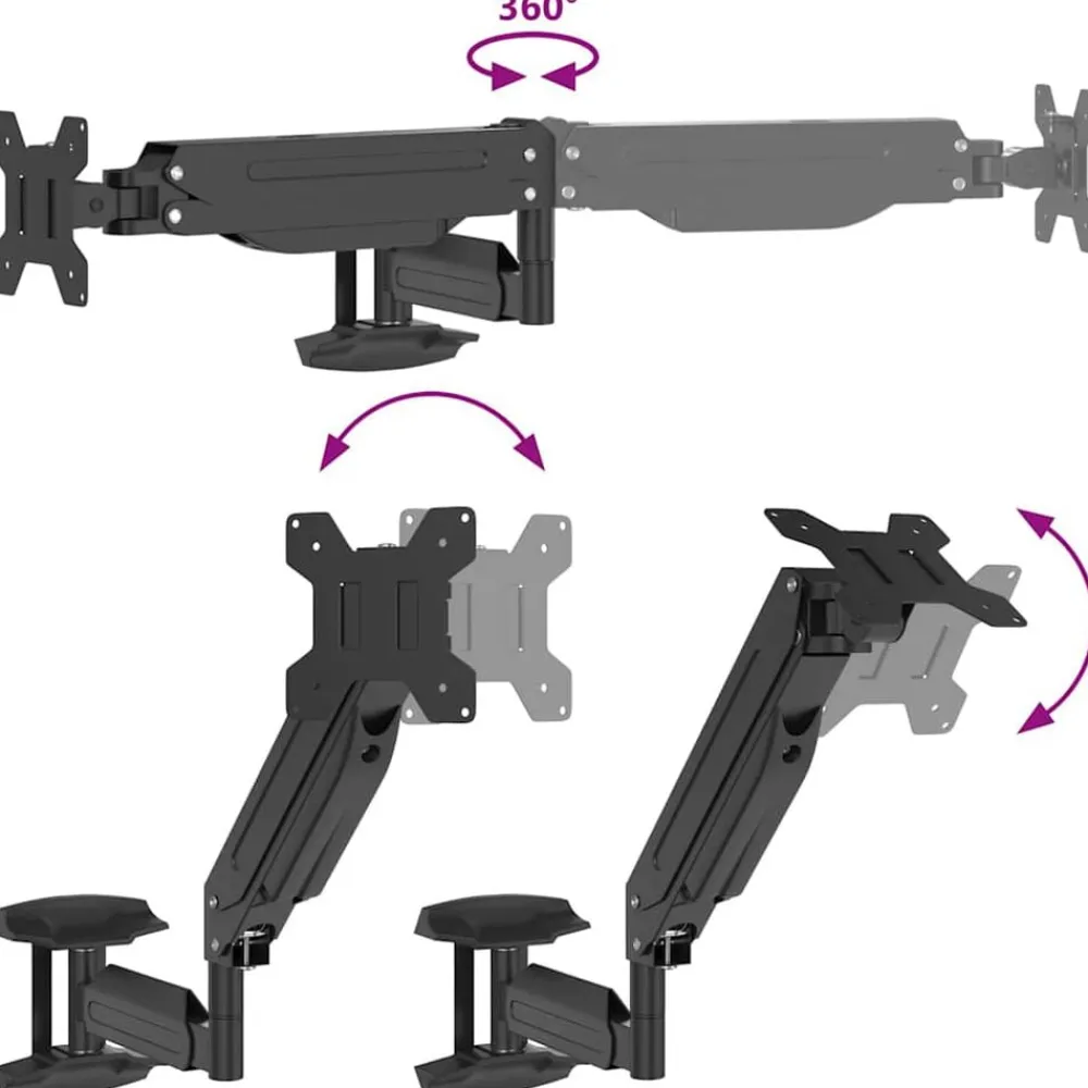 vidaXL Electrónica-Soporte de pared para monitor máximo 27'' resorte de gas 10 kg